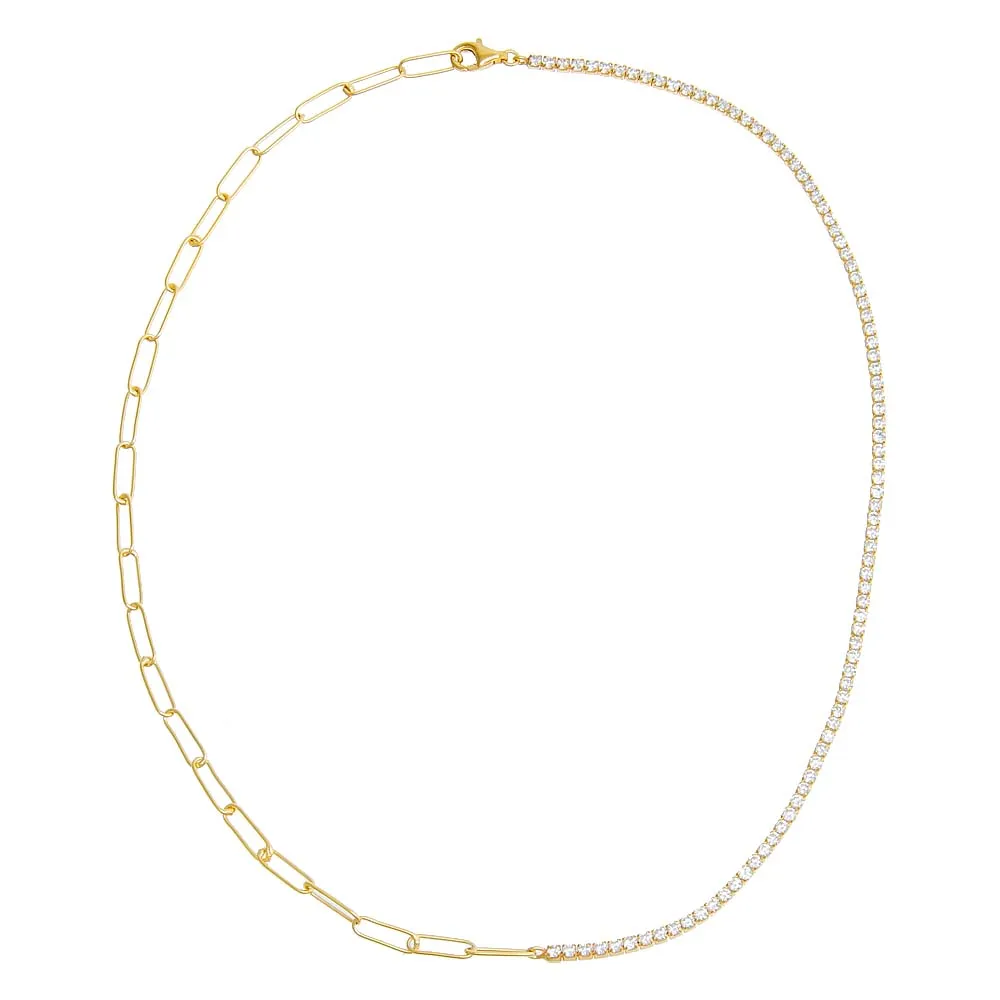 Thin Tennis X Chunky Link Necklace