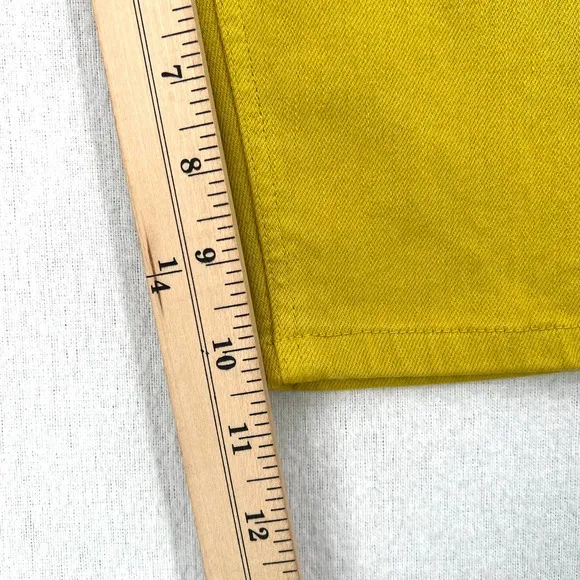TIBI Shorts Womens 26 Mustard Hue Knee Length Bermuda Trish Denim Garment Dyed
