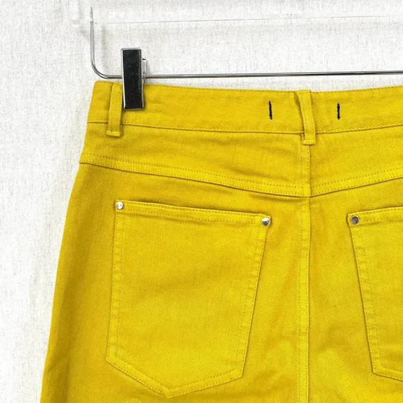 TIBI Shorts Womens 26 Mustard Hue Knee Length Bermuda Trish Denim Garment Dyed