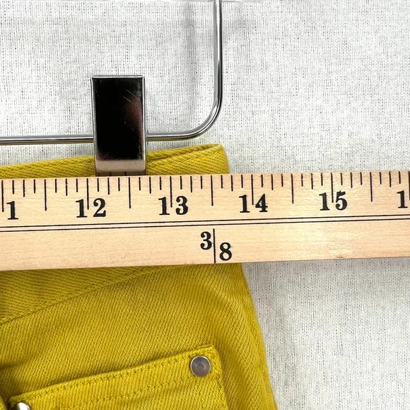 TIBI Shorts Womens 26 Mustard Hue Knee Length Bermuda Trish Denim Garment Dyed