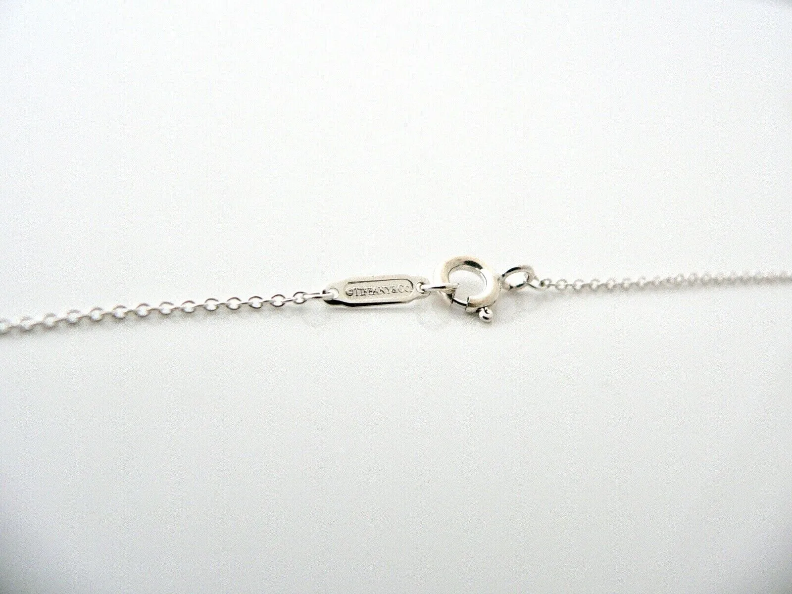 Tiffany & Co Crystal Puff Heart Necklace Pendant Charm Chain Silver Gift Pouch