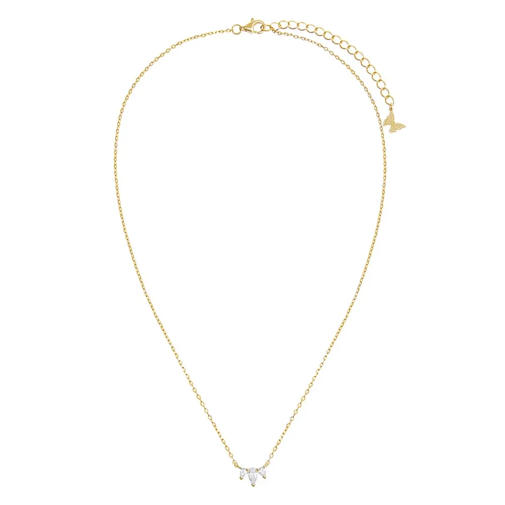 Tiny Triple CZ Teardrop Necklace