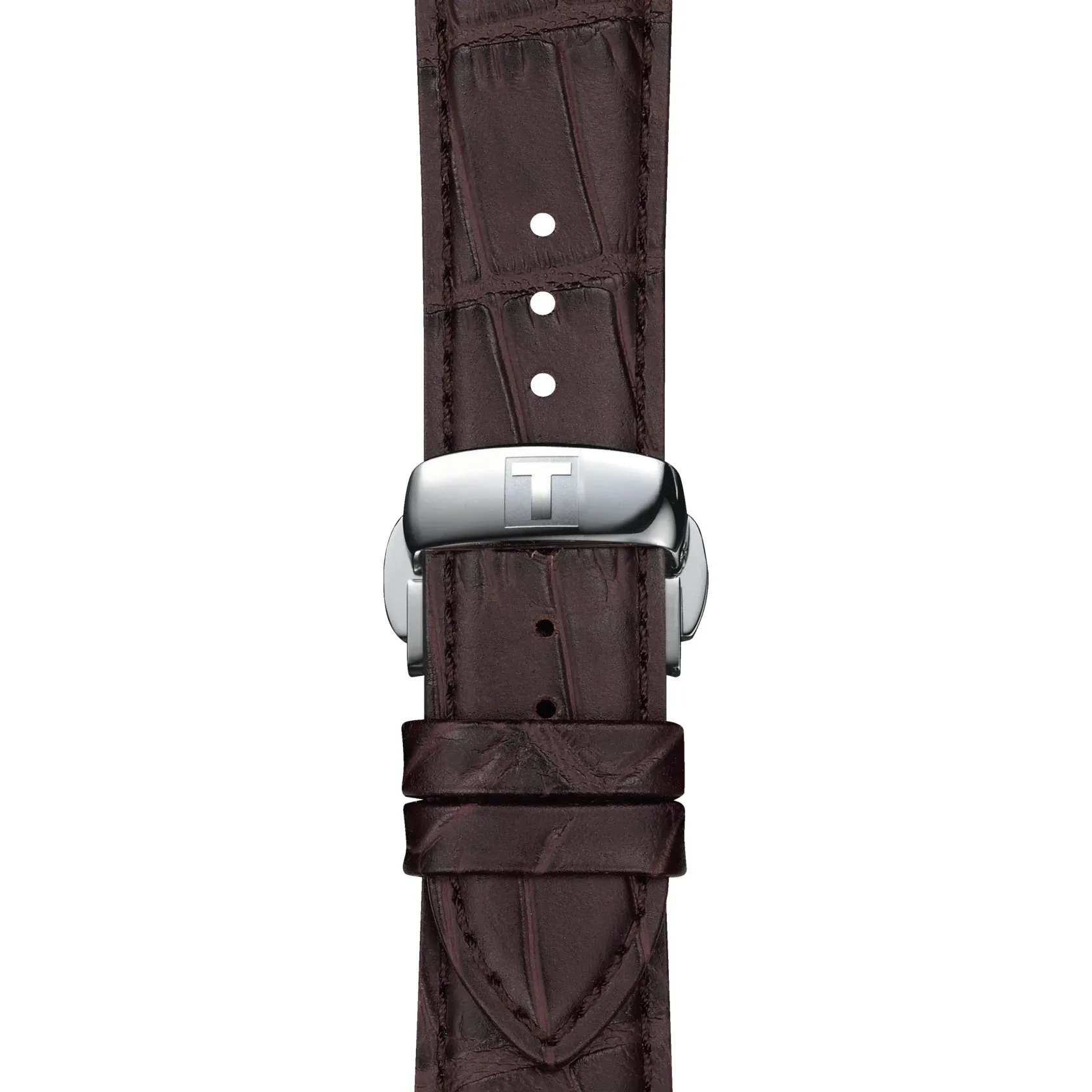 Tissot Powermatic 80 Silicium Mens Stainless Steel Dark Brown Leather Strap Watch