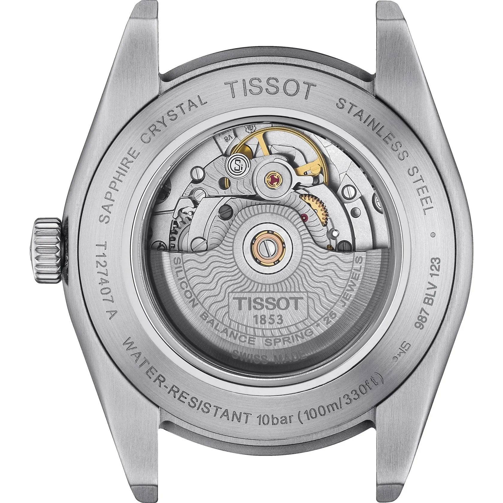 Tissot Powermatic 80 Silicium Mens Stainless Steel Dark Brown Leather Strap Watch