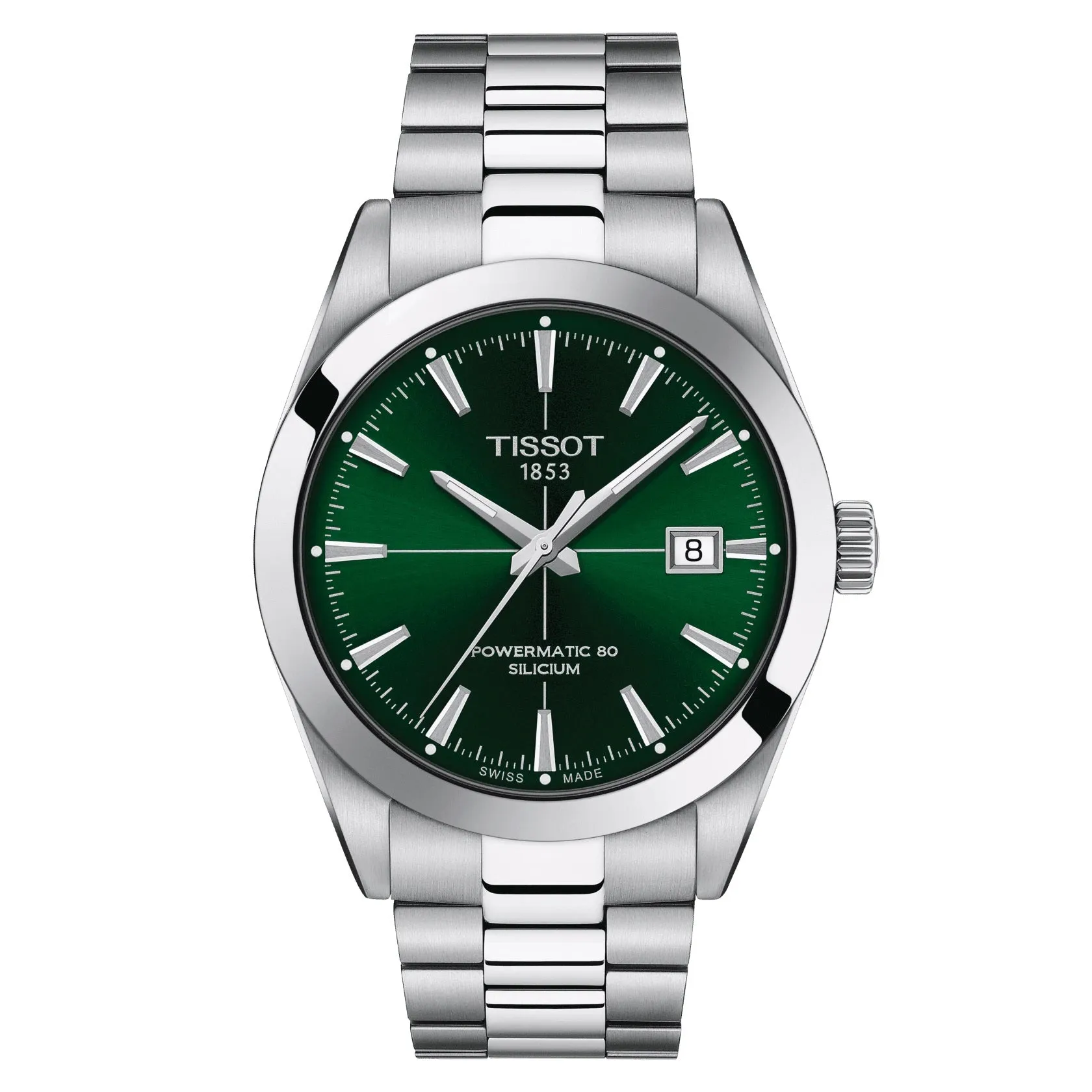 Tissot Powermatic 80 Silicium Mens Stainless Steel Green Dial Watch