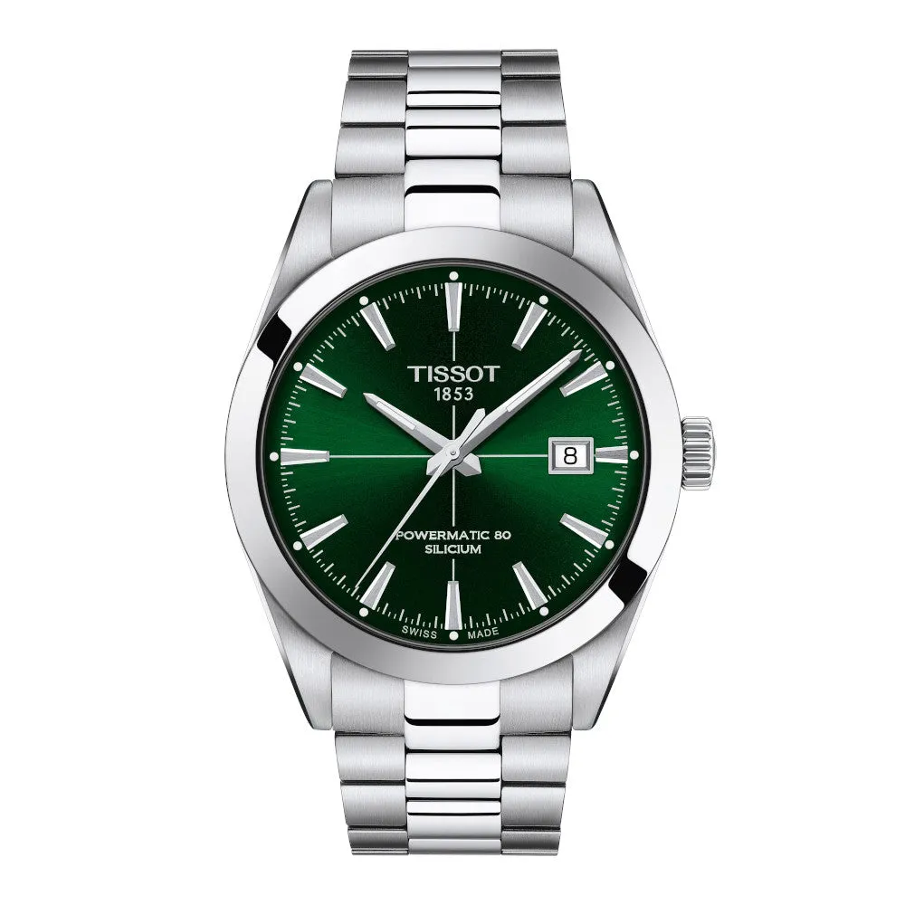 Tissot Powermatic 80 Silicium Mens Stainless Steel Green Dial Watch