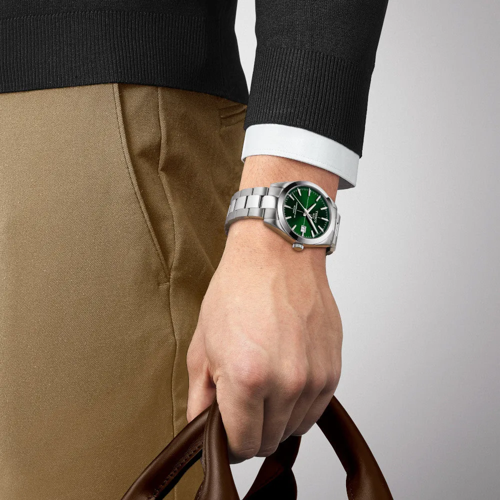 Tissot Powermatic 80 Silicium Mens Stainless Steel Green Dial Watch