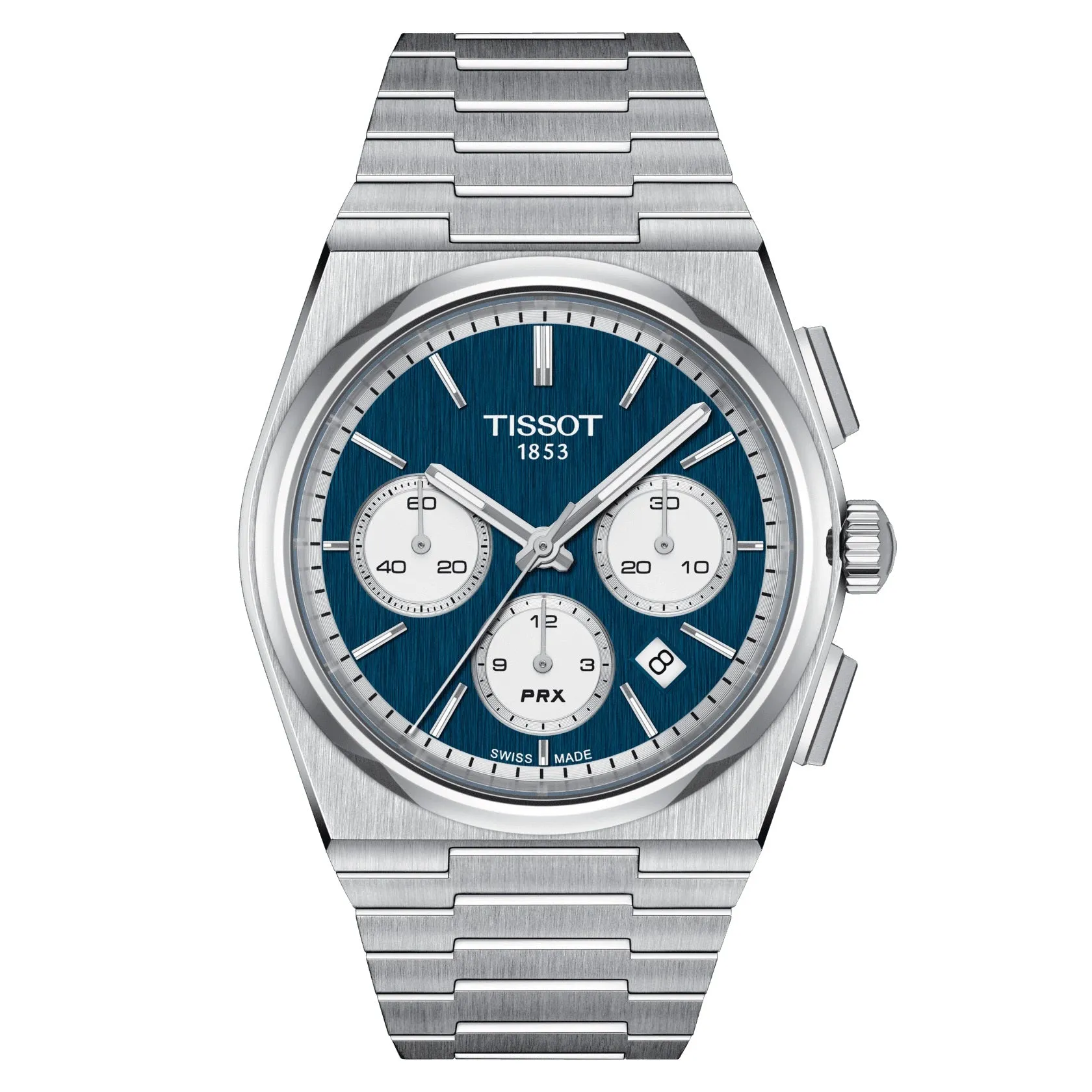 Tissot PRX Automatic Chronograph Mens Stainless Steel Blue Dial Watch
