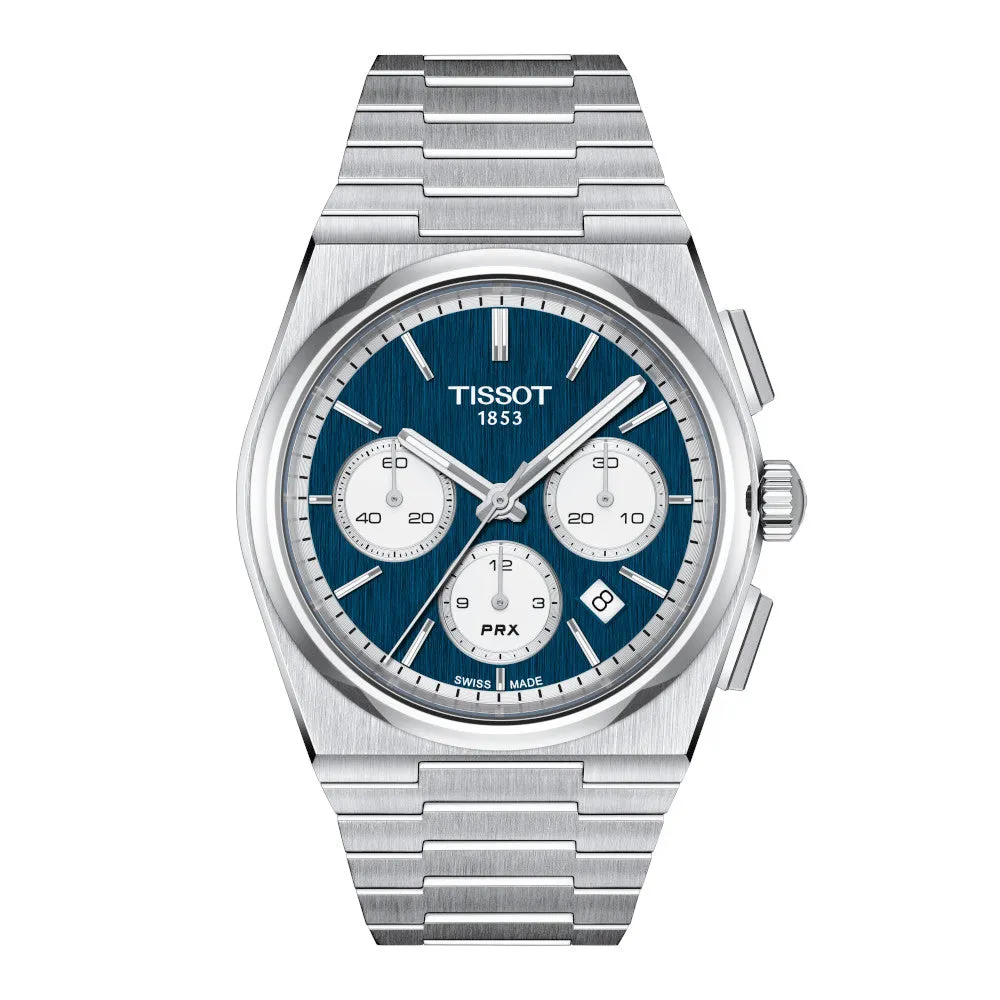 Tissot PRX Automatic Chronograph Mens Stainless Steel Blue Dial Watch