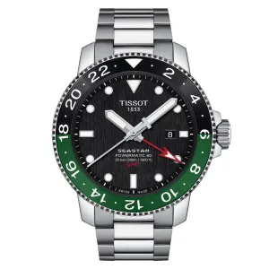 Tissot Seastar 1000 Powermatic 80 GMT Mens Stainless Steel Black Dial Watch