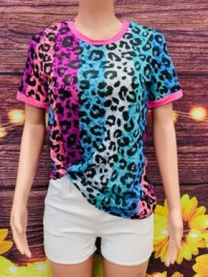 top - multi-color leopard print