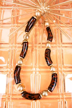 Tortoiseshell Beaded Goldtone Necklace