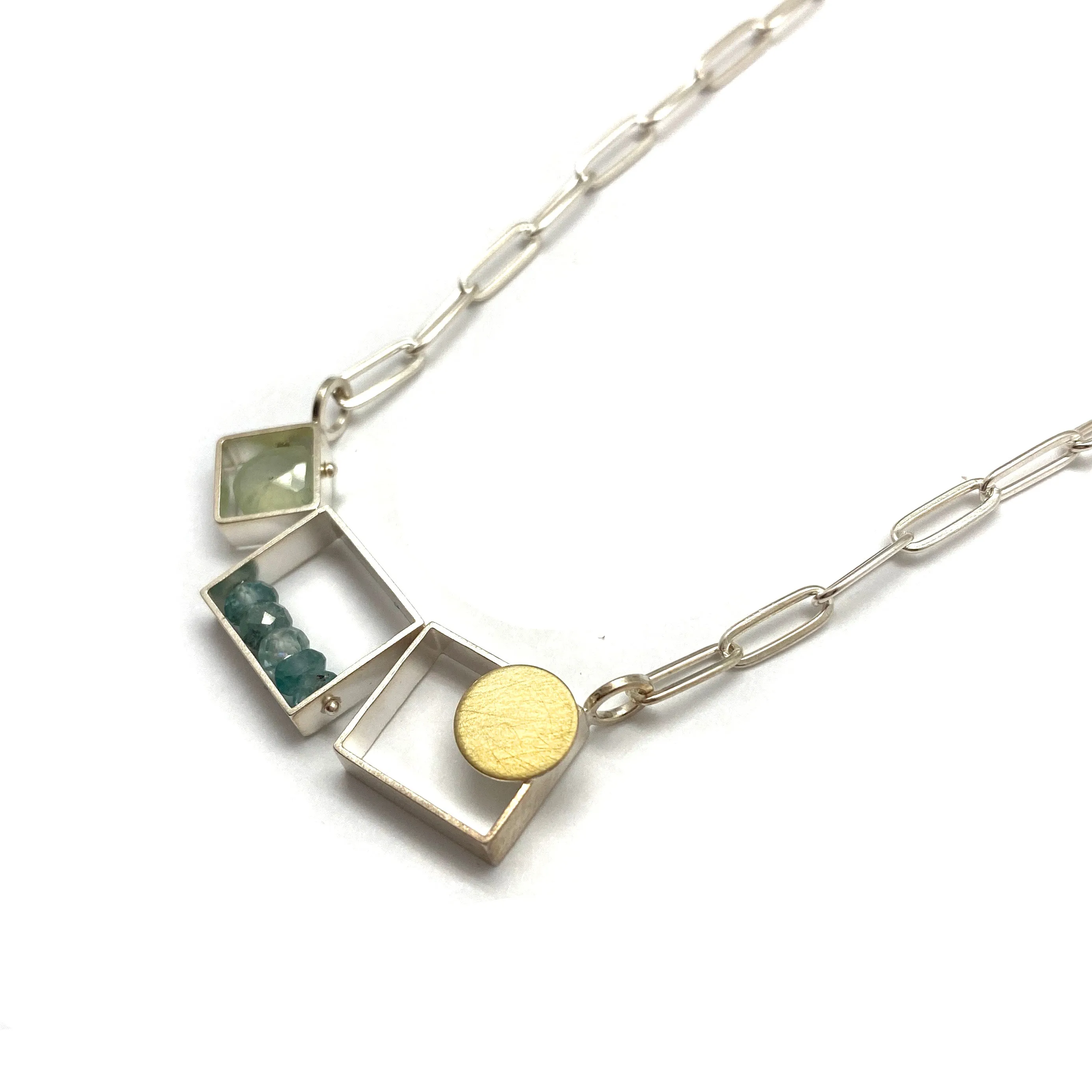 Triple Zircon and Prehnite Necklace