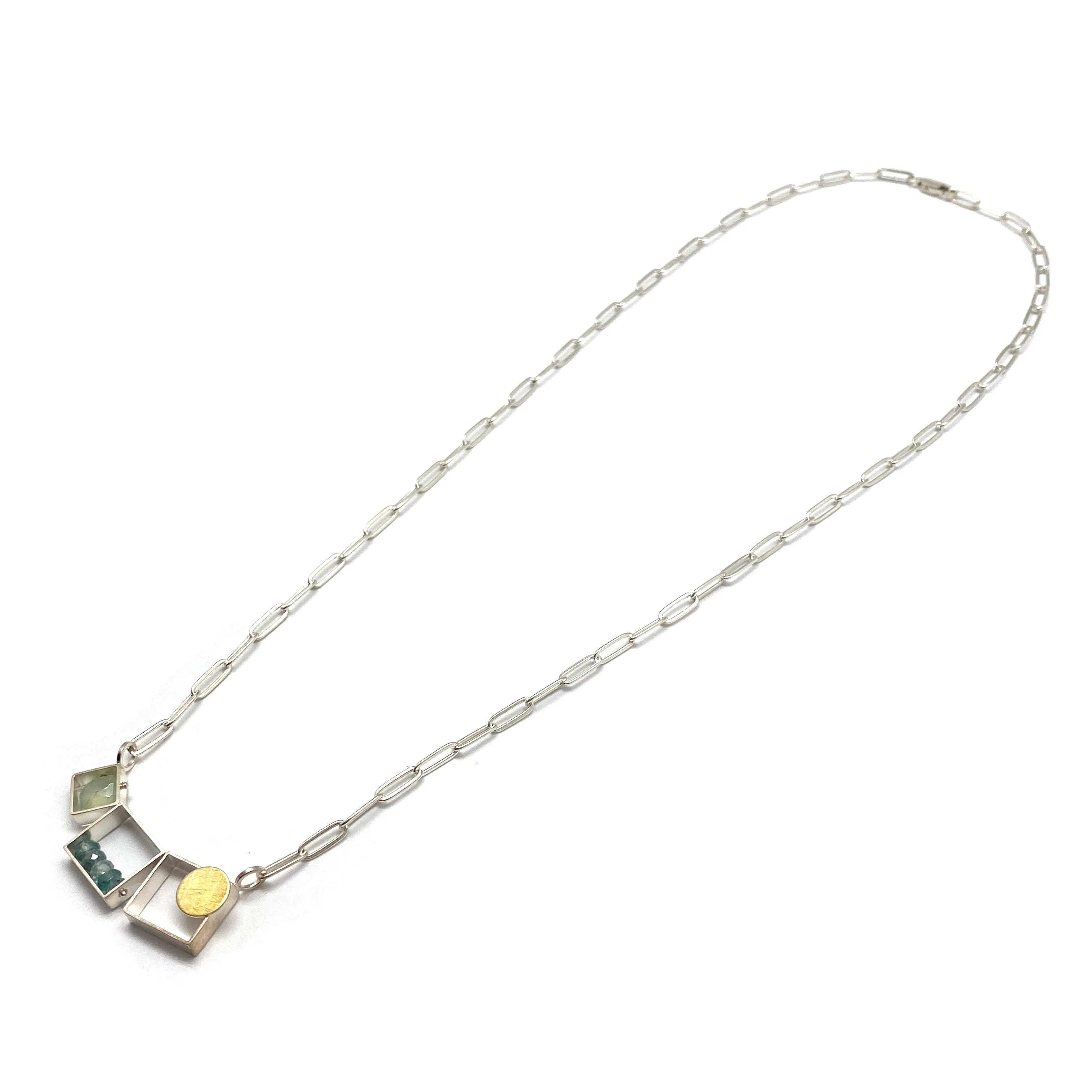 Triple Zircon and Prehnite Necklace
