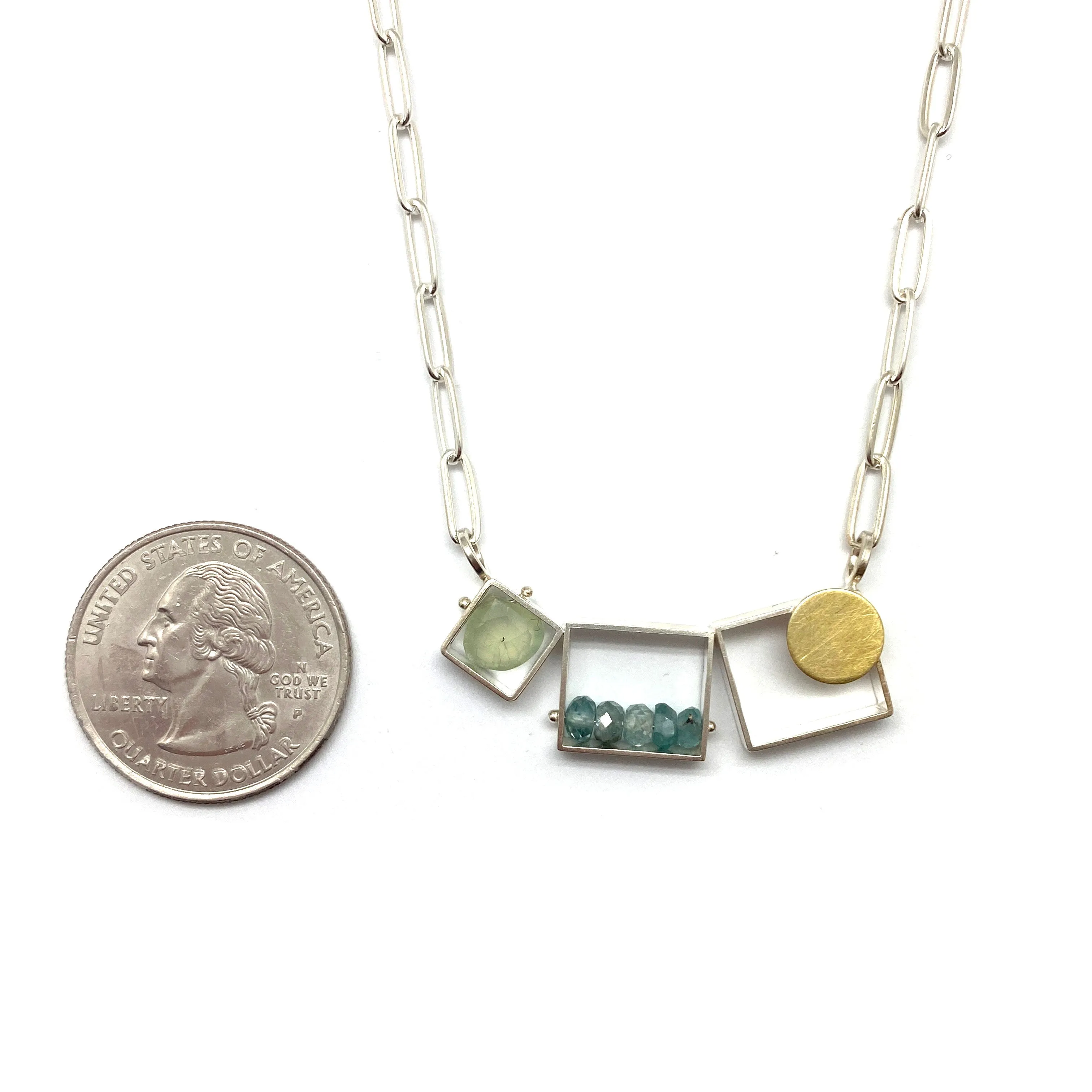 Triple Zircon and Prehnite Necklace