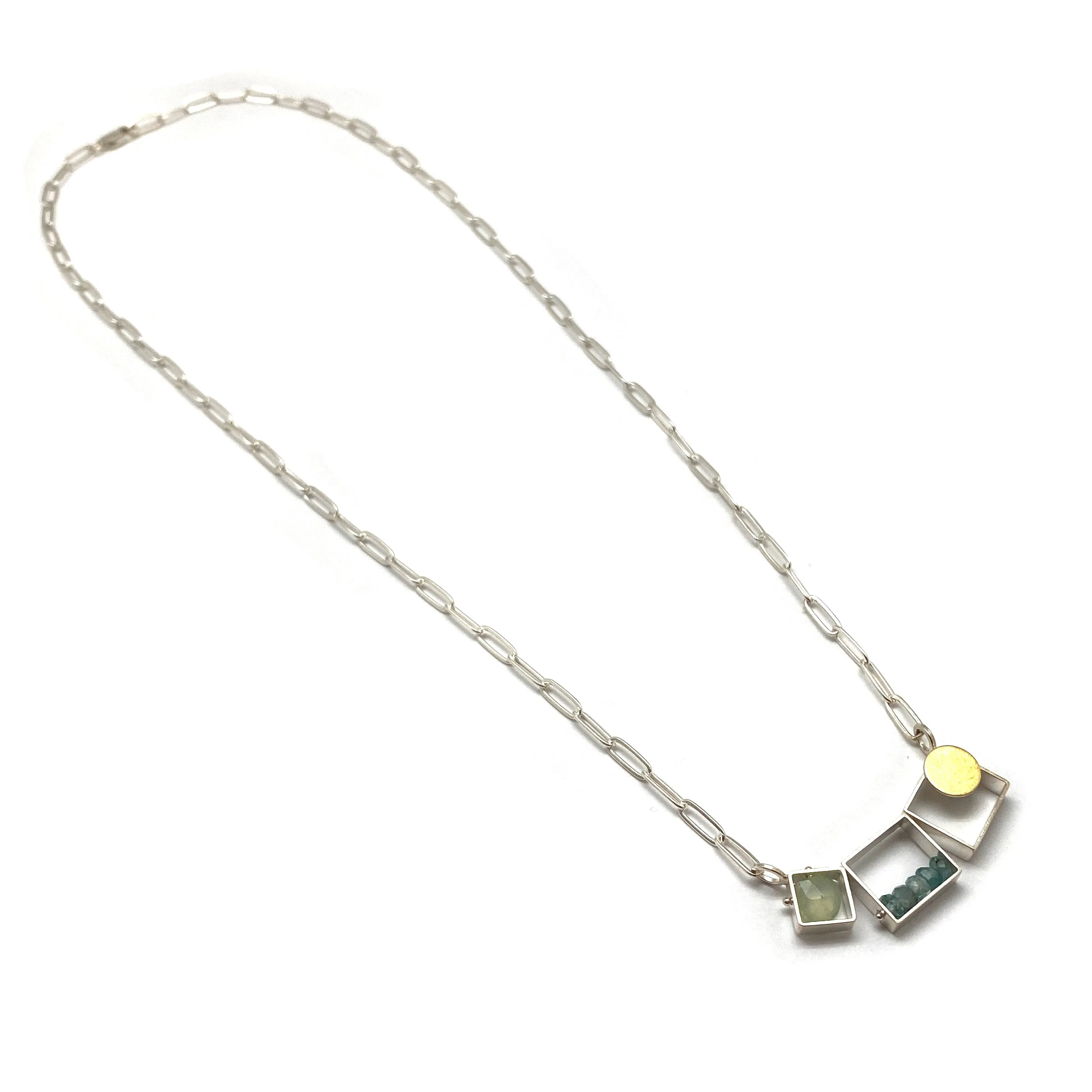 Triple Zircon and Prehnite Necklace