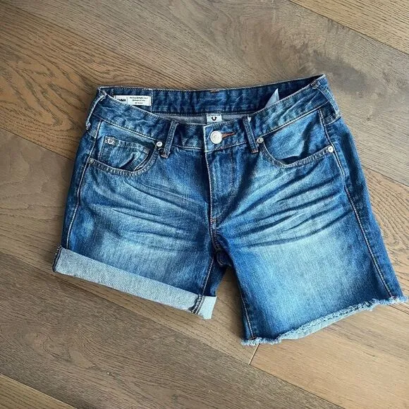 True Religion Emma Mid Rise Bermuda Shorts