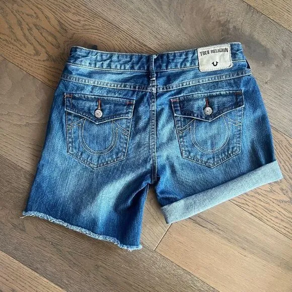 True Religion Emma Mid Rise Bermuda Shorts