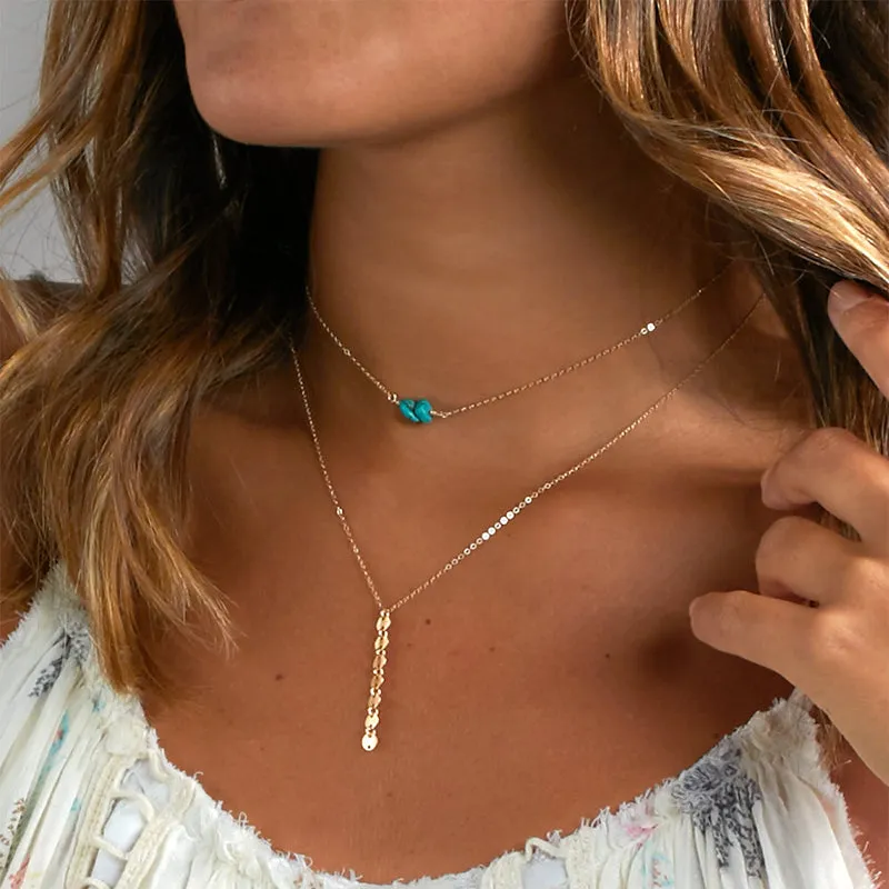 Turquoise Beads Pendant Choker