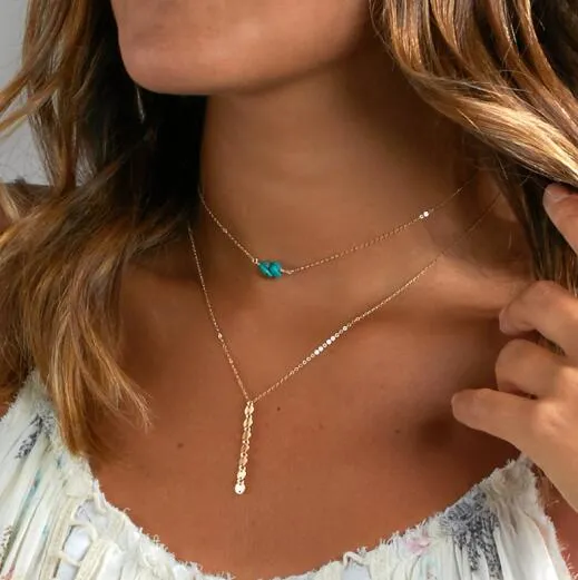 Turquoise Beads Pendant Choker