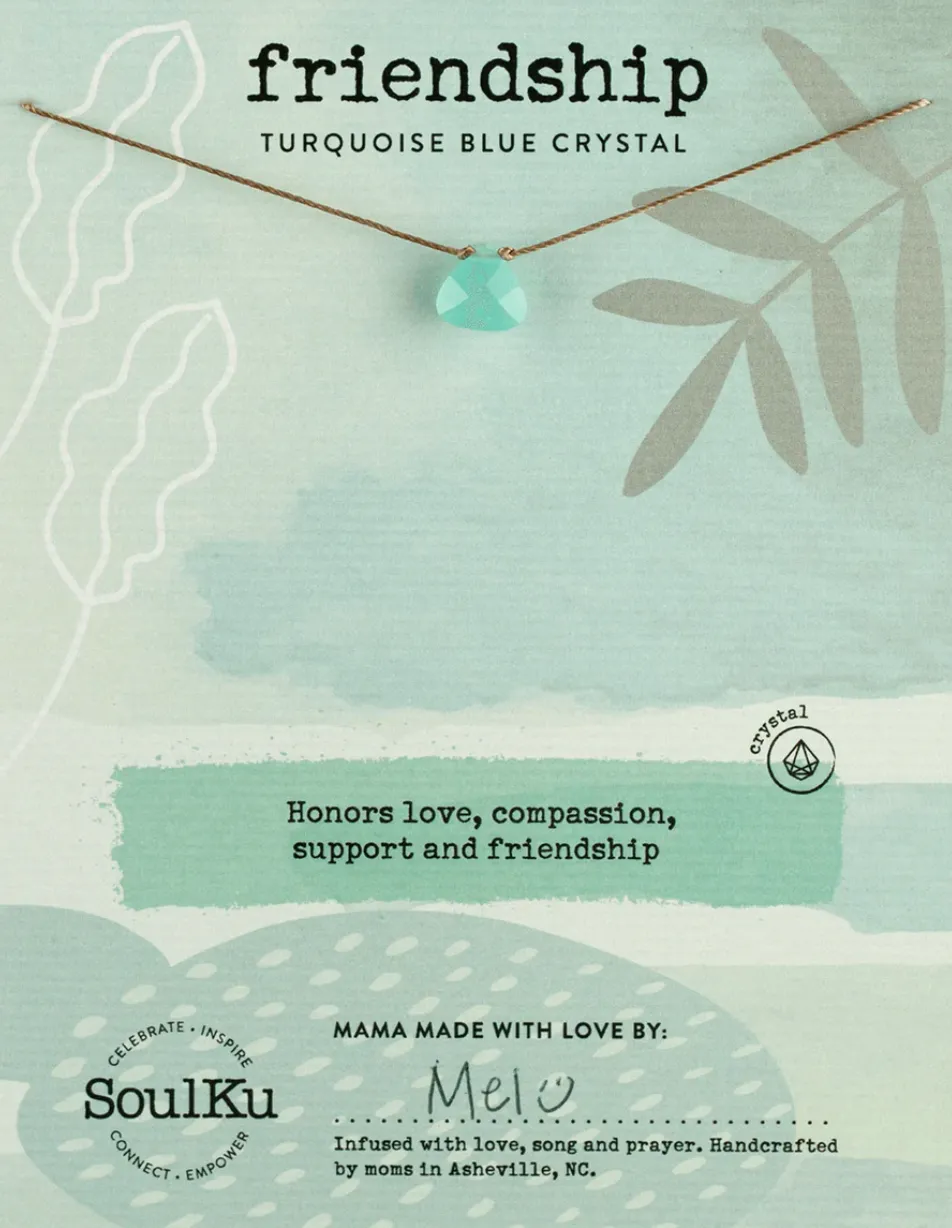 Turquoise Blue Crystal Soul Shine Necklace for Friendship