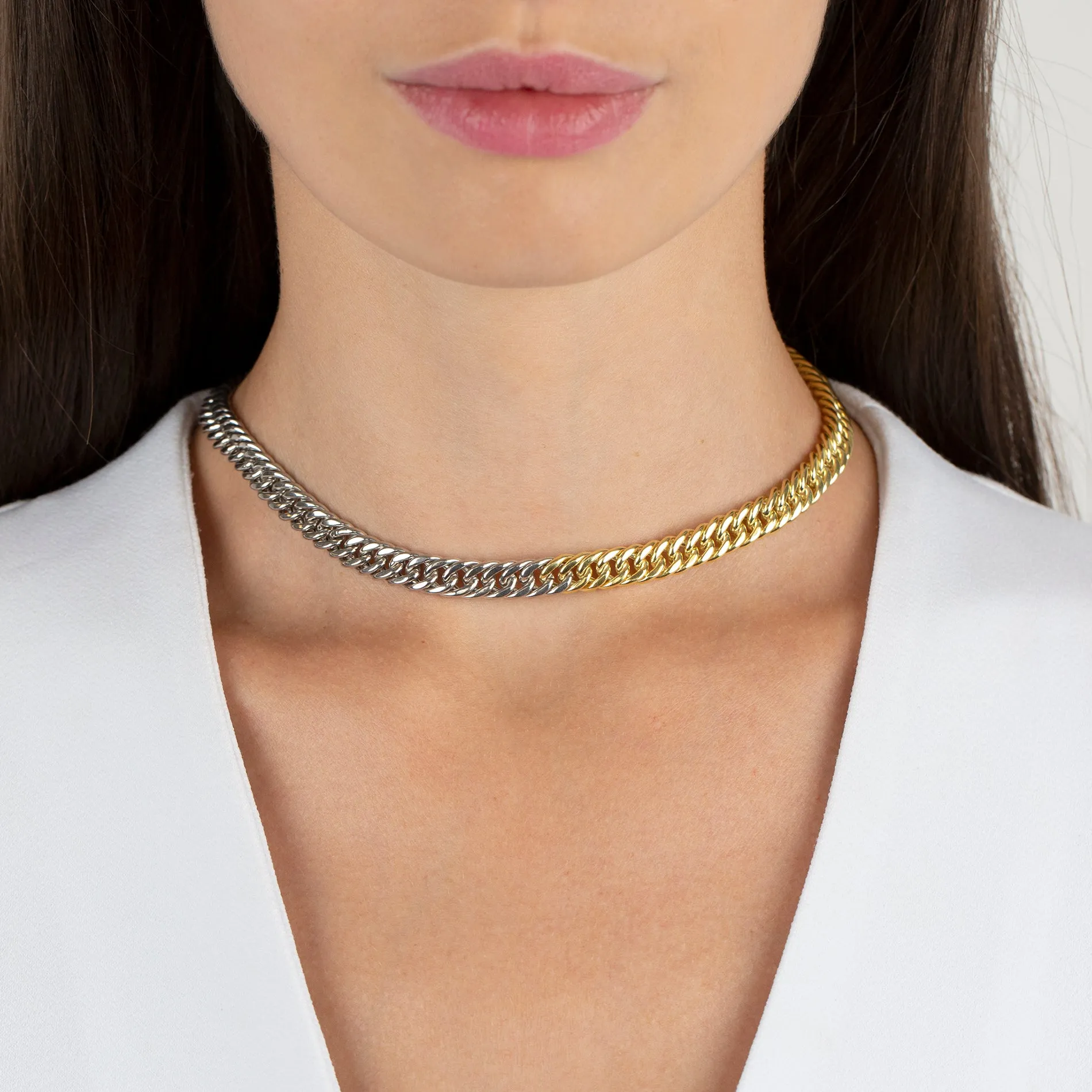 Two Tone Double Curb Links Choker
