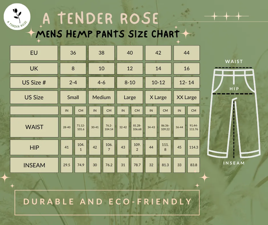 Unisex Hemp Chino Pants, 100% Hemp