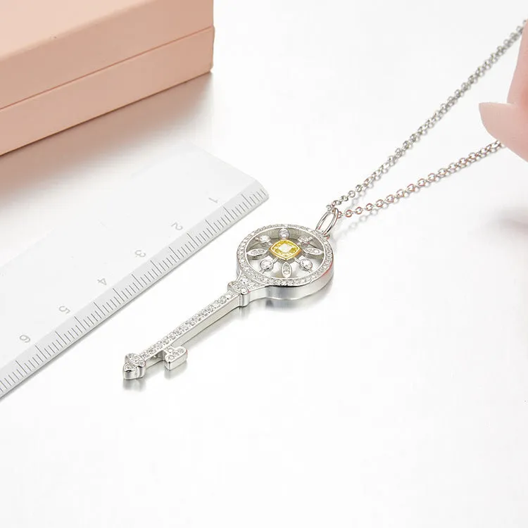 Unlock Happiness Round Kaleidoscope Key Pendant Necklace