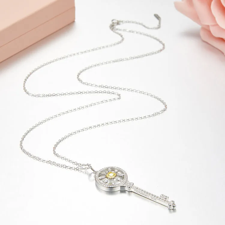 Unlock Happiness Round Kaleidoscope Key Pendant Necklace