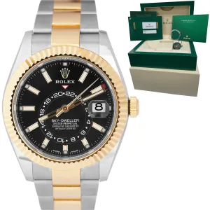 UNPOLISHED 2020 Rolex Sky-Dweller Two-Tone Gold BLACK DIAL 42mm Watch 326933 B P