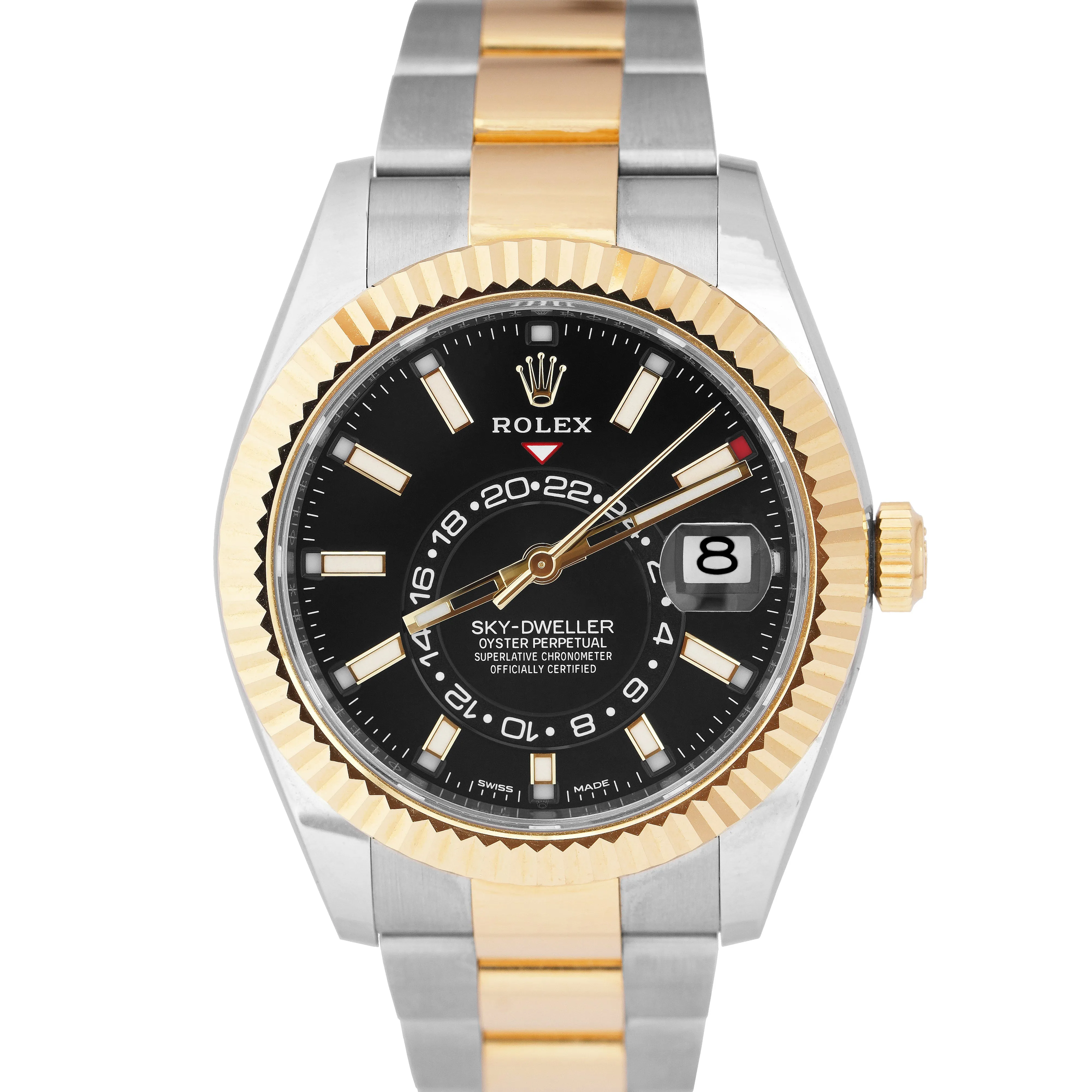 UNPOLISHED 2020 Rolex Sky-Dweller Two-Tone Gold BLACK DIAL 42mm Watch 326933 B P