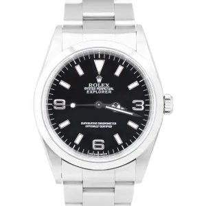 UNPOLISHED Rolex Explorer I Black 36mm Automatic Stainless Oyster Watch 14270