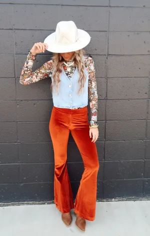 Velvet Flare Pants