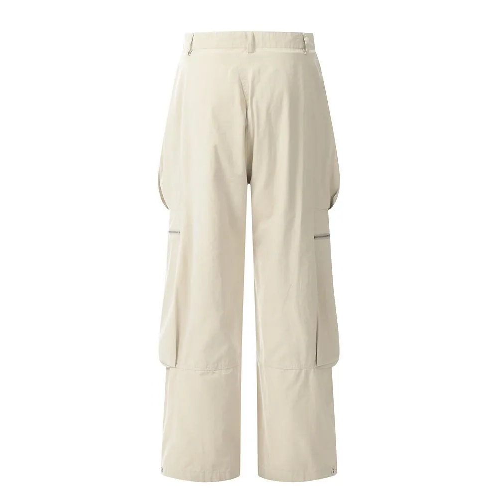 Vibe Fashion Brand Men's Overalls Pleated Pocket Three-dimensional Patch Pocket Design Sense Niche Loose Wide Leg Straight Trousers