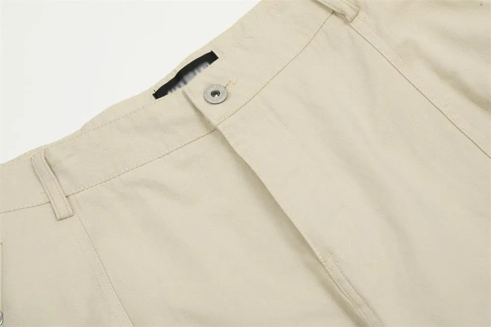 Vibe Fashion Brand Men's Overalls Pleated Pocket Three-dimensional Patch Pocket Design Sense Niche Loose Wide Leg Straight Trousers
