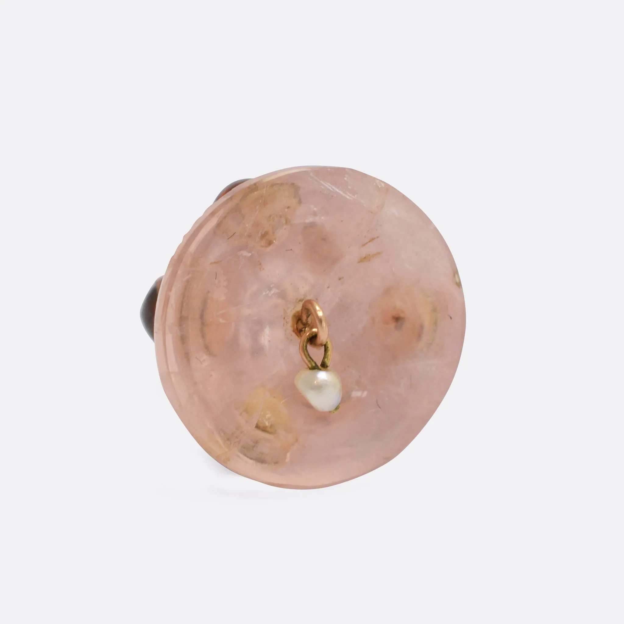 Victorian Rose Quartz "Lucky Charms" Bell Pendant