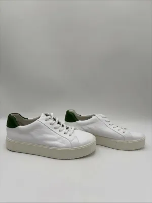 Vince Women's Benfield Leather Platform Sneakers White/Green Size 9.5M/40.5 - Very Good