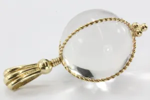 Vintage 14K Gold Rock Crystal Globe Amulet Pendant