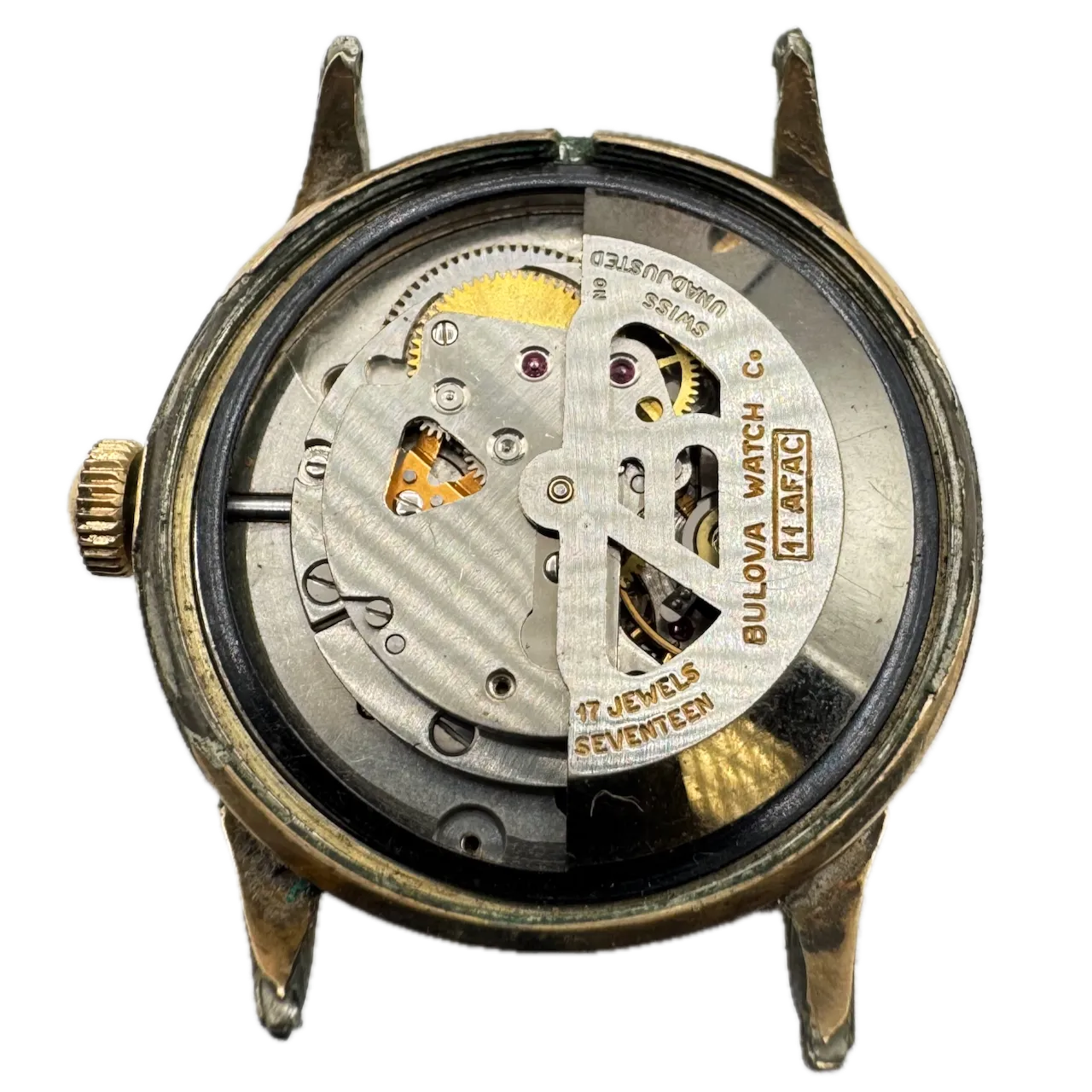 Vintage 1960 Bulova Men's Automatic Wristwatch 11 AFAC Swiss Steel & 10k RGP