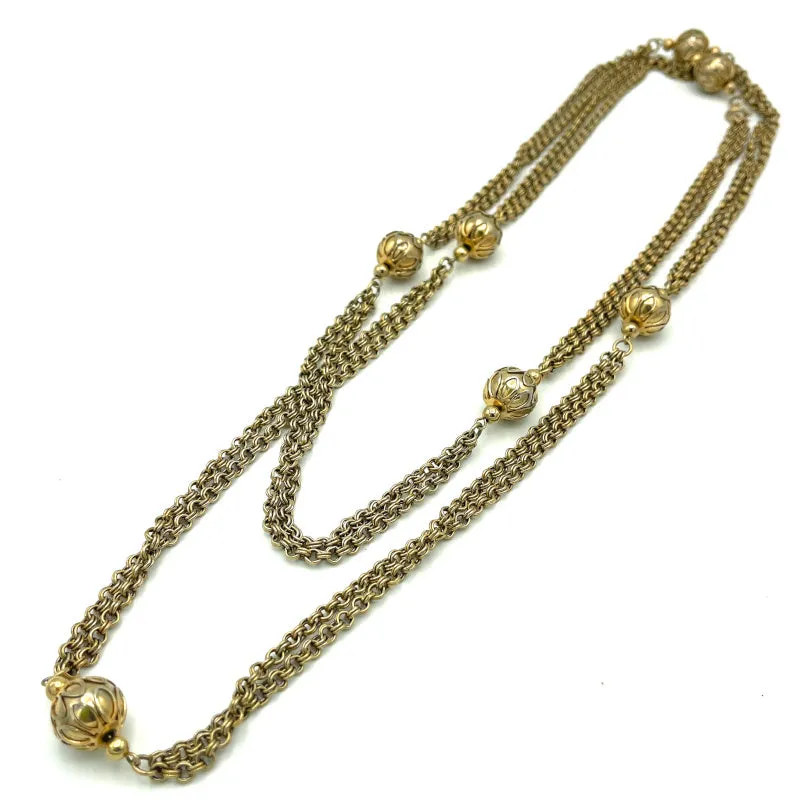 Vintage Filigree Bead Chain Necklace