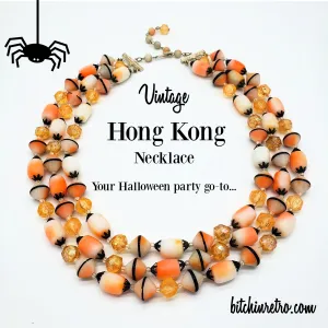 Vintage Hong Kong Beaded Necklace for Halloween
