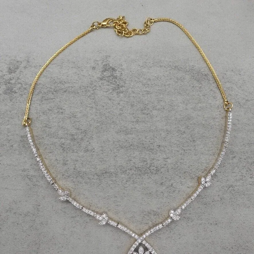 Vintage - Rhinestone Crystal Links Pendant Necklace