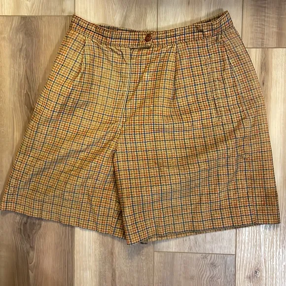 Vtg 90’s Liz sport Bermuda shorts plaid corduroy size 8 petite cotton high rise