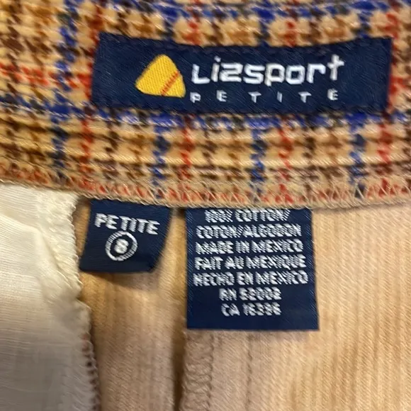 Vtg 90’s Liz sport Bermuda shorts plaid corduroy size 8 petite cotton high rise