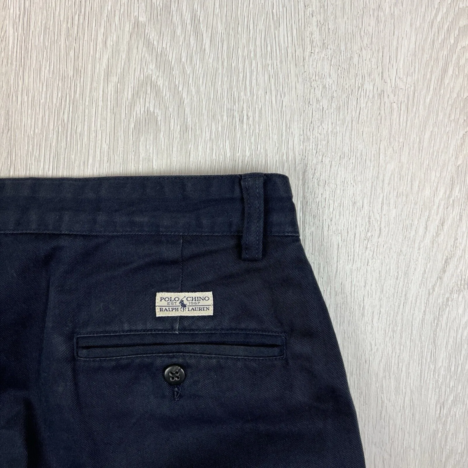 VTG Polo Ralph Lauren Mens Navy Blue Pleated Chino Pants Size 33