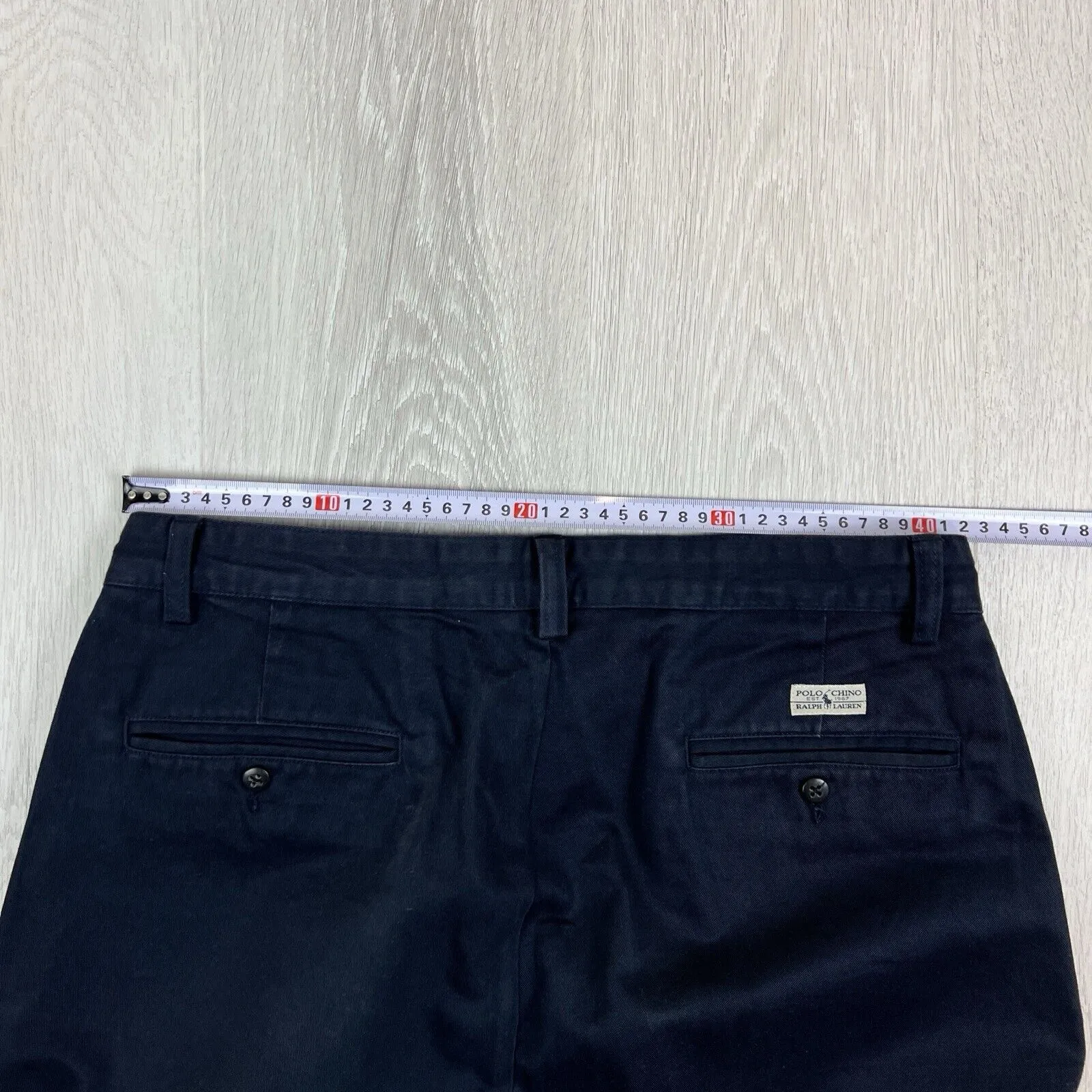 VTG Polo Ralph Lauren Mens Navy Blue Pleated Chino Pants Size 33