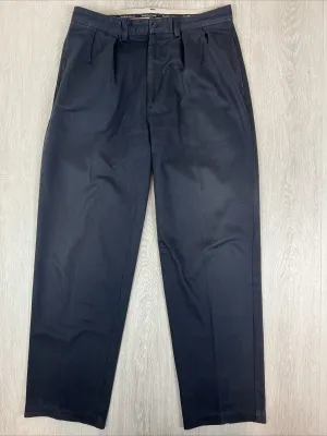 VTG Polo Ralph Lauren Mens Navy Blue Pleated Chino Pants Size 33