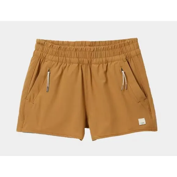 Vuori Dash Short 3&quot; Performance Shorts Zip Pockets Athletic Dark Golden XS