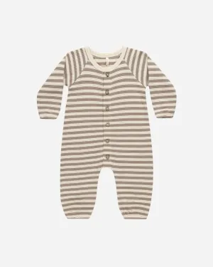 Waffle Long Sleeve Jumpsuit || Olive Stripe