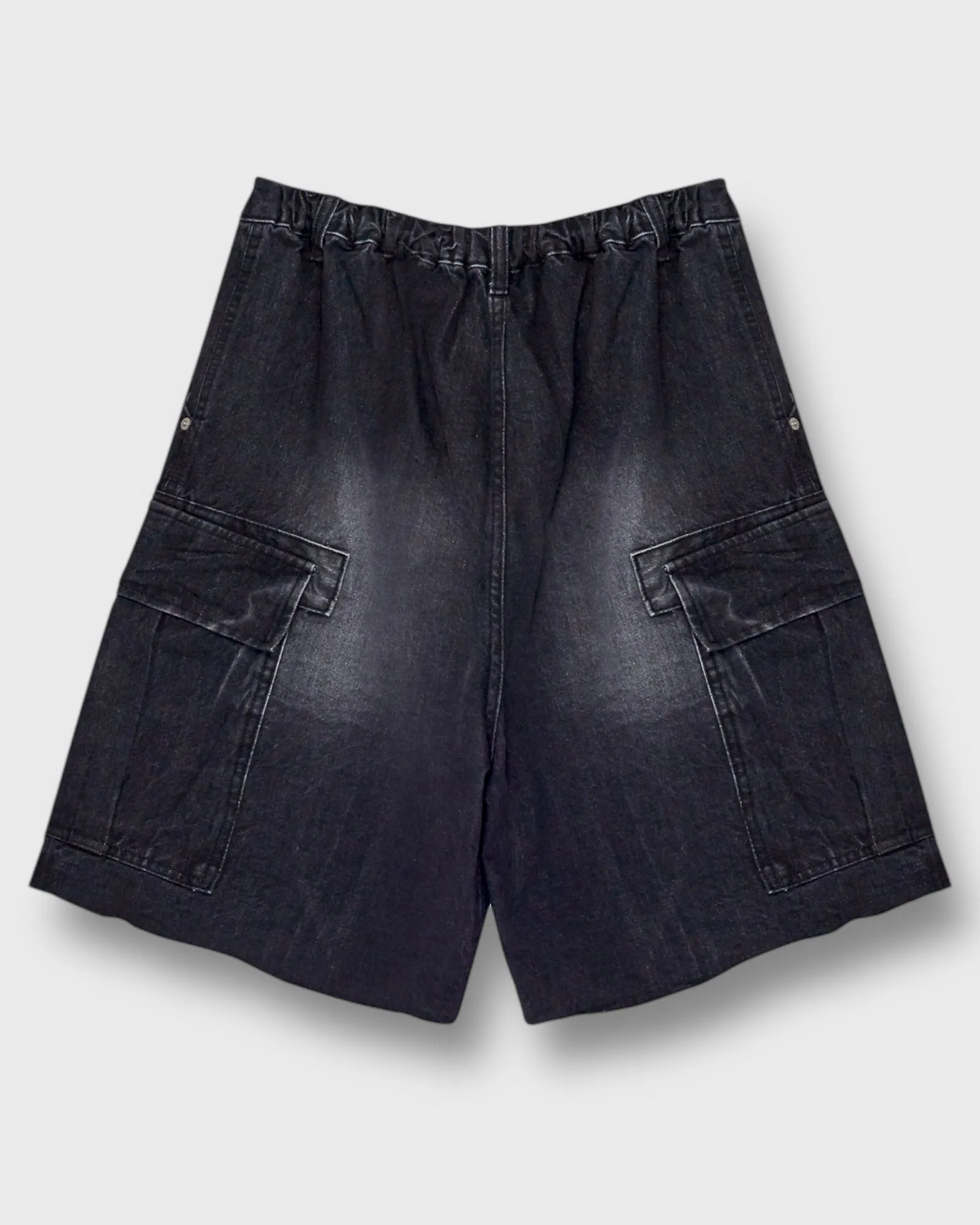 Washed Denim Cargo Shorts